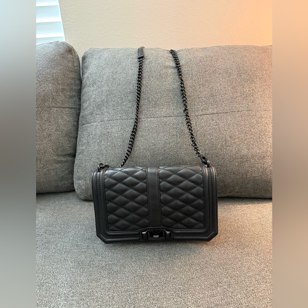 Black Quilted Chain Crossbody Bag